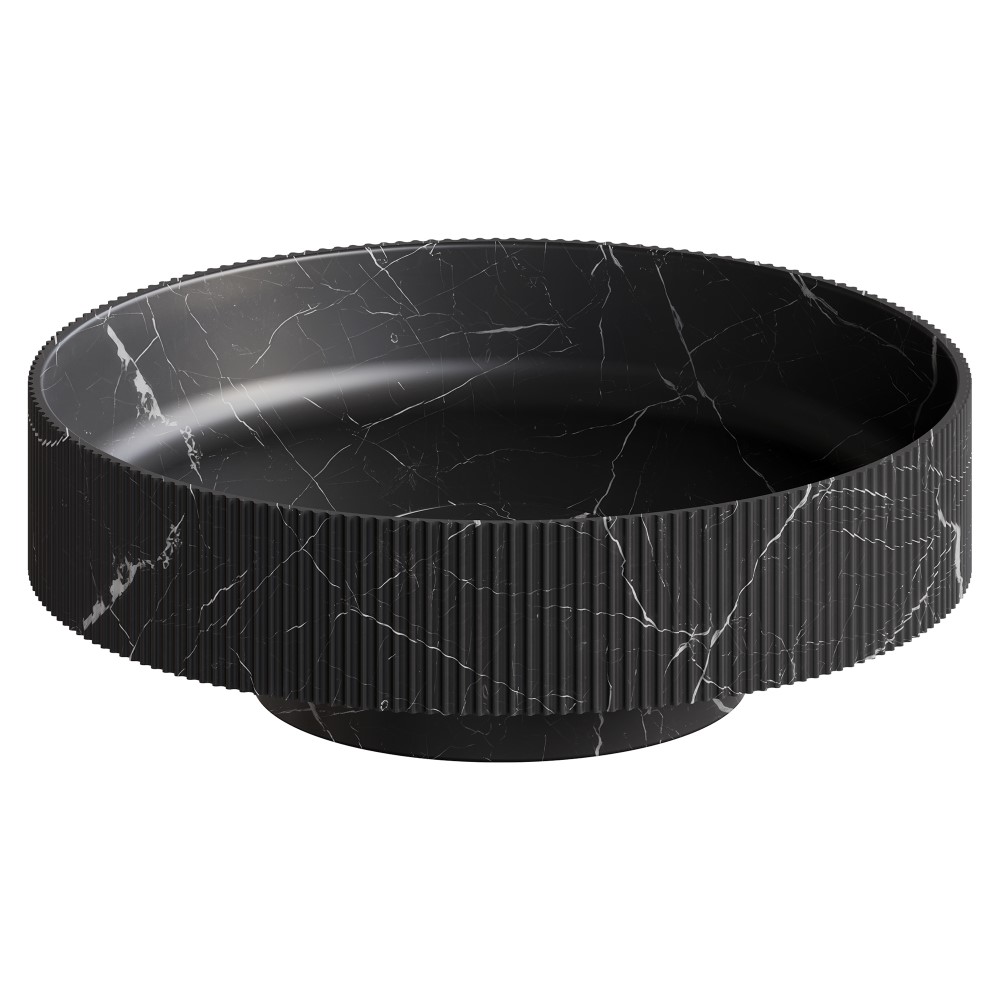 Раковина накладная рифленая Corian 400*130 Nero Marquina – фото