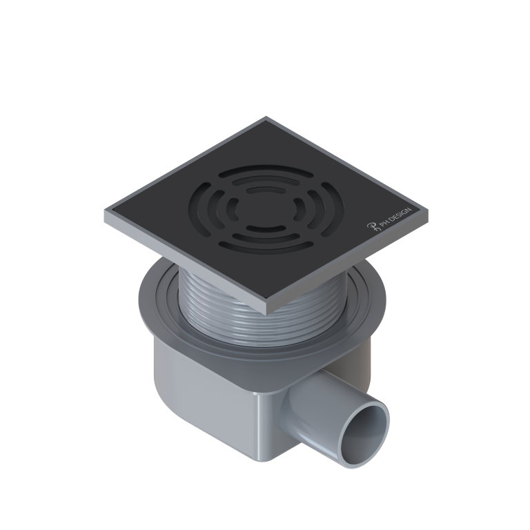 Душевой трап SMART DESIGN 10x10 cm, нерж.сталь ЧЕРНЫЙ    DS 010 55 D2 S04 – фото