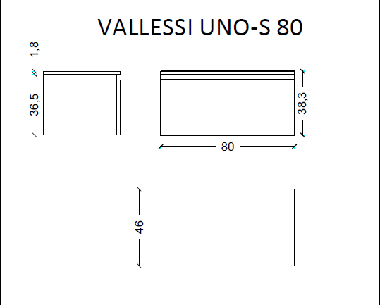 Тумба под столешницу 80см АНТРАЦИТ глянец VALLESSI UNO-S – фото 2