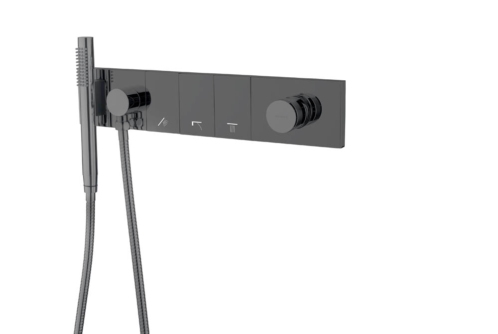 Смеситель ZODIAC с ручным душем SHINE GUN METAL – фото