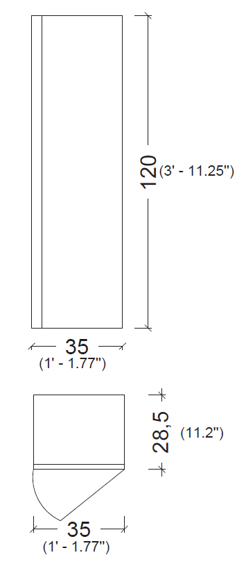 Пенал Vallessi 120*35*28,5cm  Антрацит матовый – фото 2
