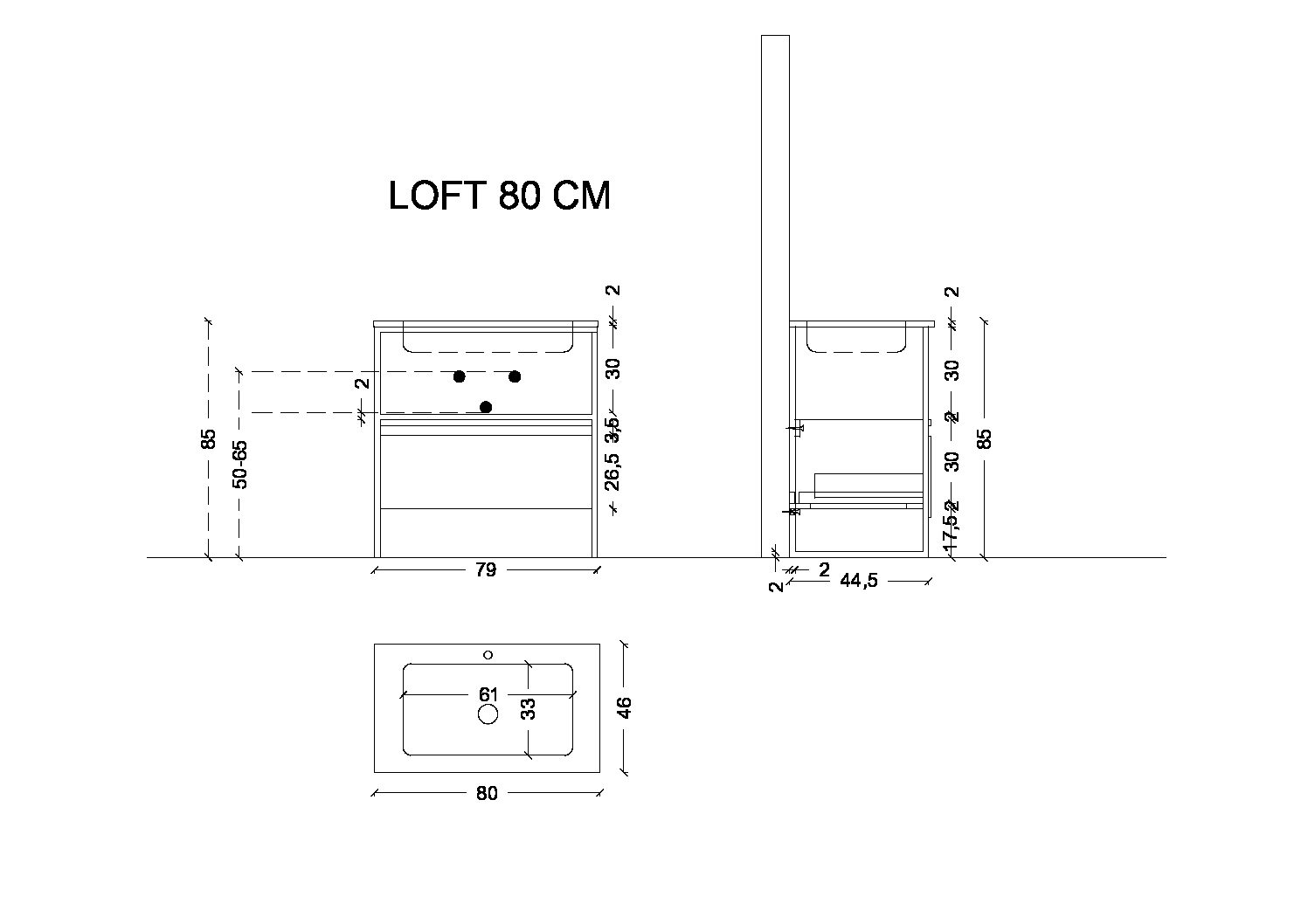 Тумба под консоль LOFT 80 dark wood, 1 полка – фото 2