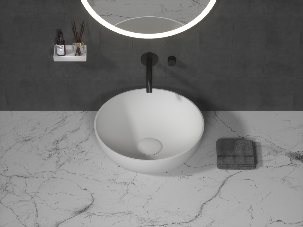 Раковина чаша кориан круглая матовая, Slim 39см 390*390*145 – фото
