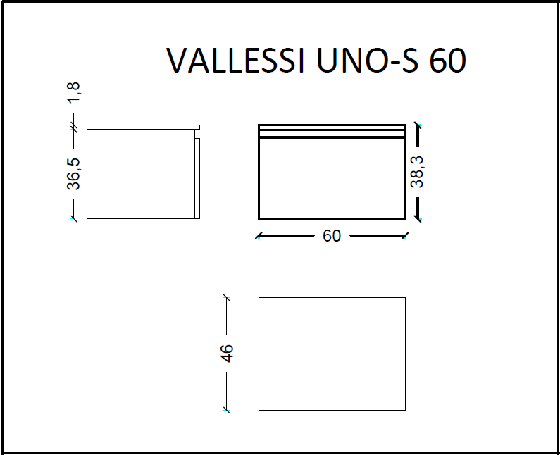 Тумба под столешницу 60см АНТРАЦИТ глянец VALLESSI UNO-S – фото 2