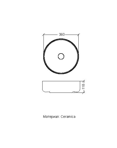 Раковина чаша круглая керамика матовая белая d36 – фото 2