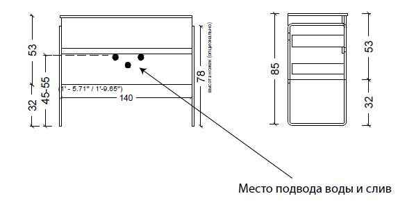 Тумба без раковины Vallessi 140*46cm  АНТРАЦИТ глянец 4 полки – фото 2