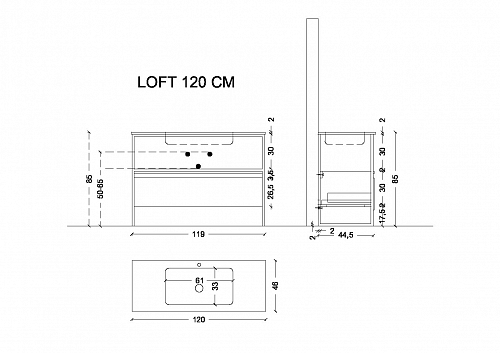 Тумба под консоль LOFT 120 белый, 1 полка