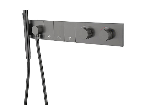 Смеситель ZODIAC THERMO с ручным душем GUN METAL