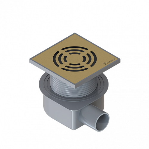 Душевой трап SMART DESIGN 10x10 cm, нерж.сталь МАТ. ЗОЛОТО    DS 010 21 D2 S04