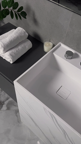 Раковина напольная Cube Corian 480*480*850 Calacatta